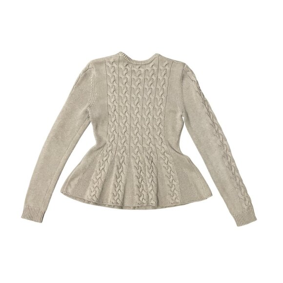 Jason Wu Collective Womens Camel Cable Knit Peplum Sweater Size S Warm Timeless - Picture 3 of 4